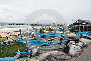 Traditional fishing boats at Jimbaran Beach