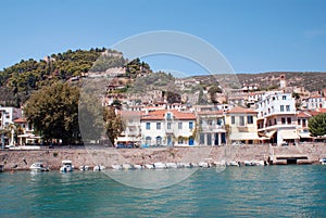 Traditional fishing boats in main port of Nafpaktos