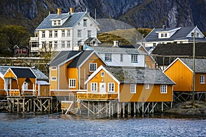 Traditional Fishing Hut Village Sakrisøya in Lofoten Islands, Norway.  Travel