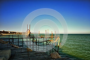 A traditional fishing machine of the city of Termoli, known as ancient Trabucco