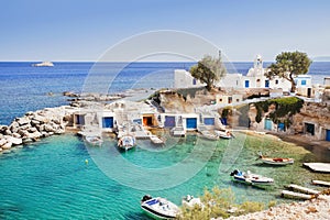 Traditional fishing village Mandrakia, Milos island, Cyclades, Greece