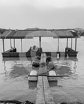 traditional floating jetty on the river