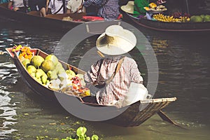 Traditional floating market in Bangkok, Thailand