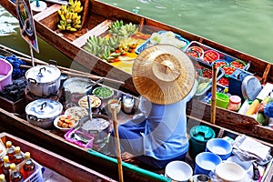 Traditional floating market in Damnoen Saduak near Bangkok. Thailand photo