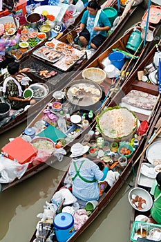 Traditional floating market, Thailand.