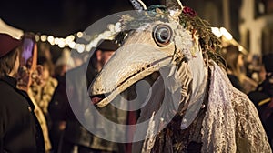 Mari Lwyd Traditional folk festival with unique costumed participants photo