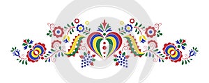 Traditional folk ornament. Czech ornament from region Podluzi. Floral embroidery decorative symbol