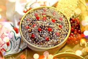 Traditional food for christmas eve in Belarus, Ukraine and Poland. Christmas porridge kutya