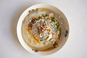 Traditional food from Indonesia called bubur ayam