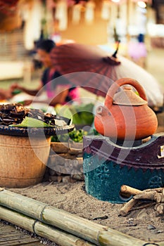 Traditional food market on the north Thailand one of the most popular tourist attraction outdoor in Asia