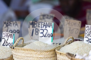 Traditional food market in Zanzibar, Africa.