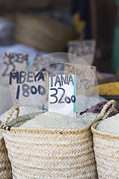 Traditional food market in Zanzibar, Africa.