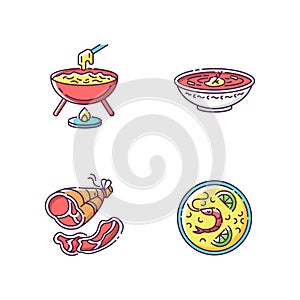 Traditional food RGB color icons set