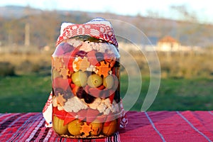 Traditional food in Romania: Ornate Pickles jar