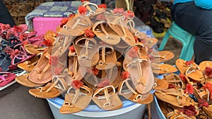 Traditional footwear from Kolhapur, India. Kolhapuri chappal.