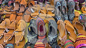 Traditional footwear from Kolhapur, India. Kolhapuri chappal.