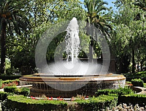 Traditional fountain in the Parque del Principe, Caceres - Spain