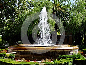 Traditional fountain in the Parque del Principe, Caceres - Spain