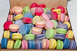 Traditional french colorful macarons a box