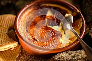 Traditional french creme brulee dessert