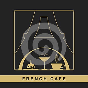 Traditional French kitchen mono line logo