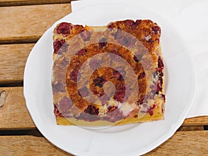 A traditional French style cherry clafoutis