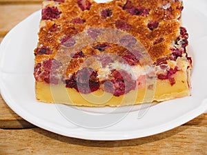 A traditional French style cherry clafoutis