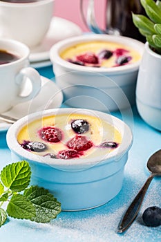 Traditional french sweet fruit dessert clafoutis