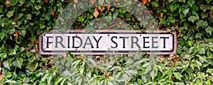 Traditional Friday Street road sign, England, United Kingdom