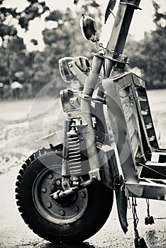 Traditional front parts of a vehicle in rain unique photo