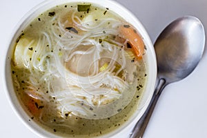 Traditional fuchi fu soup pho fusion with peruvian criolla soup.