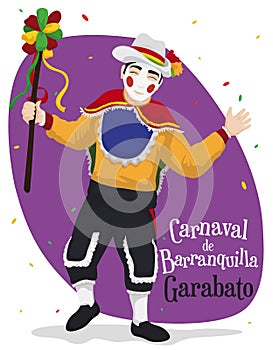 Traditional Garabato Character Ready to Celebrate Barranquilla`s Carnival, Vector Illustration