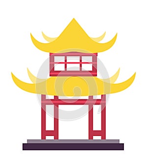 Traditional gate with golden roofs in old Chinese style architecture