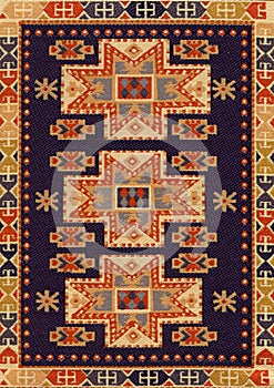 Traditional Geometric Ethnic Orient Antique Carpet Textile