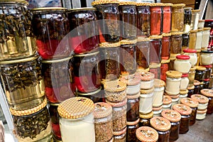 Traditional georgian caucassian sweets on a market