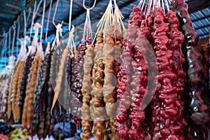 Traditional georgian caucassian sweets on a market