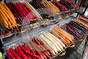 Traditional georgian caucassian sweets on a market