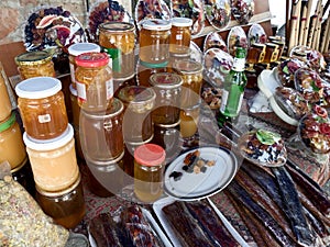 Traditional georgian caucassian sweets on a market