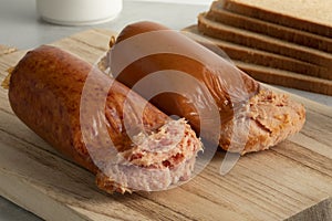 Traditional German coarse and fine Teewurst