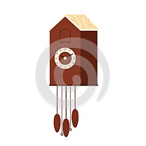 Traditional German Cuckoo Clock Isolated Vector Art