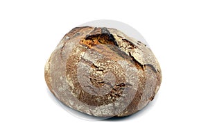 German dark bread on white background