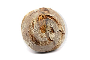 German dark bread on white background
