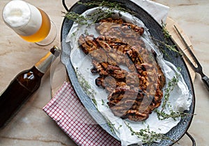 Traditional german grilled pork steaks. Marinated with beer