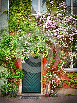 Traditional germany house with flowers