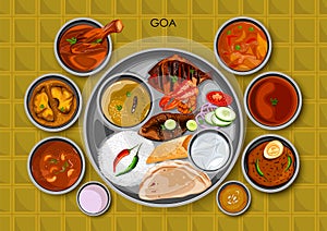 Traditional Goan cuisine and food meal thali of Goa India