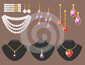 Traditional golden jewellery bangles diamond luxury fine minute precious gold jewelery vector illustration