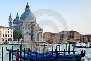 Traditional Gondolas on Canal Grande with Basilica di Santa Maria della Salute