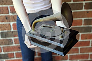 Traditional gramaphone replica photo