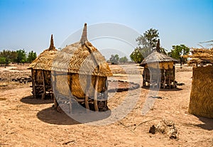 Traditional granaries made of woods and straw