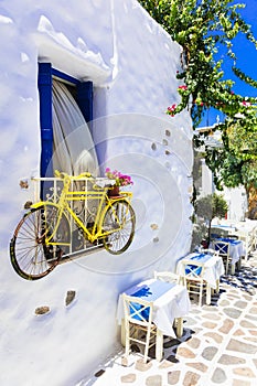 Traditional Greece series - charming street tavernas, Naxos island photo
